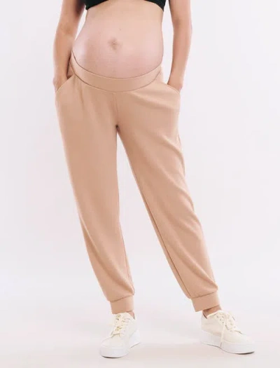 Motherhood Maternity Under The Belly Side Pockets Scuba Jogger In Brush