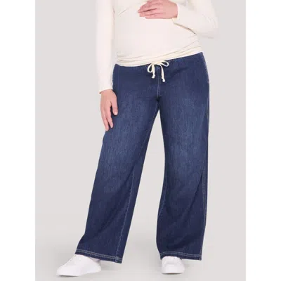 Motherhood Maternity Under The Belly Tie Waist Denim Wide Leg Pant In Grady Wash