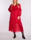 Motherhood Maternity V-neck Long Sleeve Tiered Maxi Dress In Red