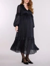 Motherhood Maternity V-neck Long Sleeve Tiered Maxi Dress In Black