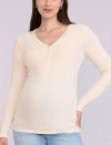 Motherhood Maternity V-neck Side-ruched Long Sleeve Henley Tee In White