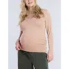 Motherhood Maternity V-neck Side-ruched Maternity Long Sleeve Tee In Brush