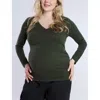 Motherhood Maternity V-neck Side-ruched Maternity Long Sleeve Tee In Deep Depths