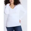 Motherhood Maternity V-neck Side-ruched Maternity Long Sleeve Tee In White