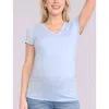 Motherhood Maternity V-neck Side-ruched Maternity Short Sleeve Tee In Blue