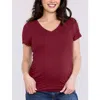 Motherhood Maternity V-neck Side-ruched Maternity Short Sleeve Tee In Burgundy