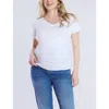 Motherhood Maternity V-neck Side-ruched Maternity Short Sleeve Tee In White