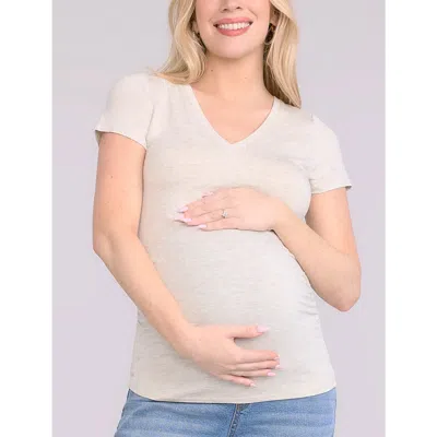 Motherhood Maternity V-neck Side-ruched Maternity Short Sleeve Tee In White