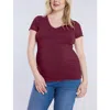 Motherhood Maternity V-neck Side-ruched Maternity Short Sleeve Tee In Zinfandel