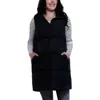 Motherhood Maternity Woven Full-zip Sleeveless Quilted Puffer Vest In Black