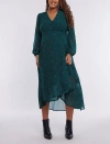 Motherhood Maternity Woven Wrap Long Sleeve Midi Dress In Teal Ditsy