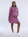 Motherhood Maternity Woven Wrap Long Sleeve Mini Dress In Grape Nectar