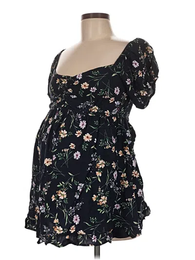 Pre-owned Motherhood Short Sleeve Blouse In Black