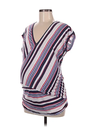 Pre-owned Motherhood Short Sleeve Blouse In Purple