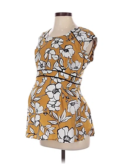 Pre-owned Motherhood Short Sleeve Blouse In Yellow