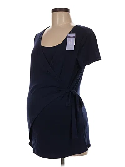 Motherhood Short Sleeve Top Blue Sweetheart Neckline Tops