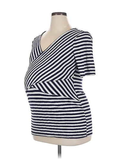 Pre-owned Motherhood Short Sleeve Top Blue V Neck Tops