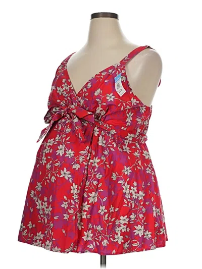 Motherhood Sleeveless Top Red Halter Neckline Tops