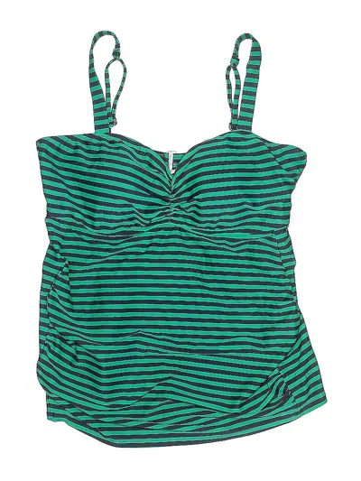 Pre-owned Motherhood Swimsuit Top Green Stripes Pattern Swimwear