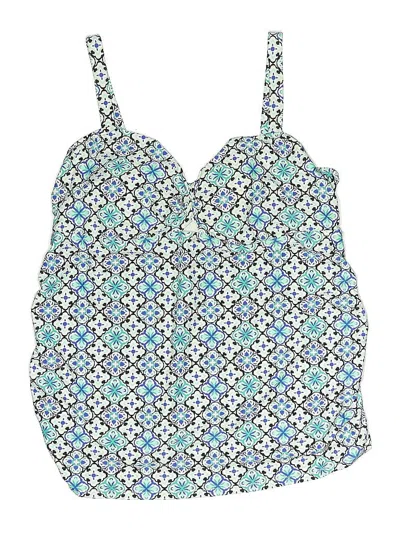 Pre-owned Motherhood Swimsuit Top Teal Print Pattern Strapless Neckline Swimwear In Blue