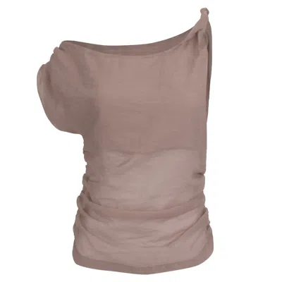 Motional Muse Women's Neutrals / Grey Aleena Top – Airy Draped Off-shoulder Top - Dusty Pink In Gray