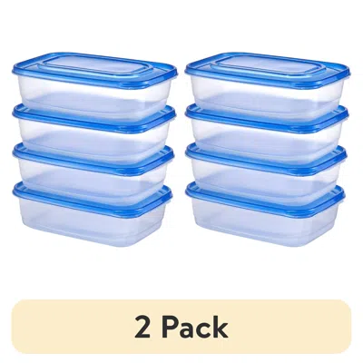 Motionor (2 Pack) 5.23cup Plastic Rectangle Food Storage Container In Blue