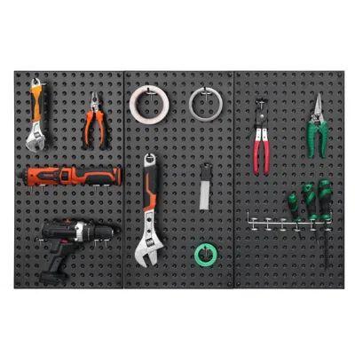 Motionor Metal Pegboard Panels 3 Pcs 24" X 12" Wall Organizer For Garage Tool Storage In Black
