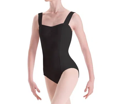 Motionwear Mopinch Front Wide Strap Princess Leotard In Black