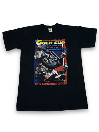 Pre-owned Moto X Racing 2005 Vintage Tt Moto Gold Cup Racing Black T-shirt M718