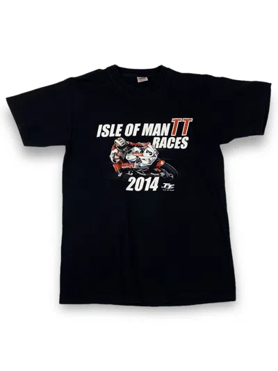 Pre-owned Moto X Racing 2014 Vintage Isle Of Man Races Big Logo Black T-shirt M721