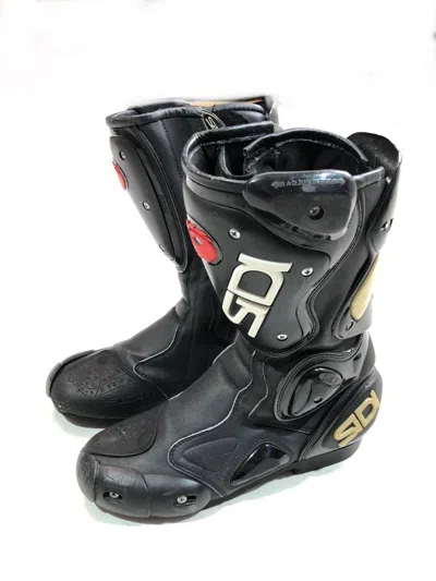 Pre-owned Moto X Racing Sidi Leather Moto Boots In Black