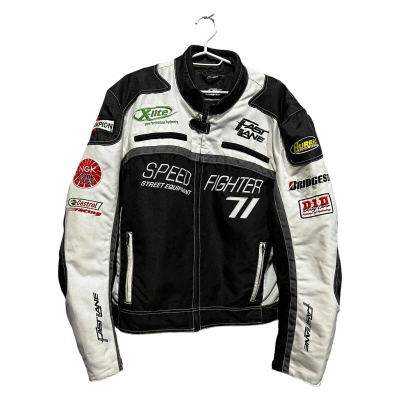 Pre-owned Moto X Racing Vintage Fast Line Speed Fighter Racing Jacket Size 2xl In Black White