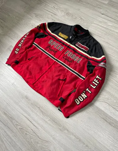 Pre-owned Moto X Racing Vintage Moto Bike Jacket Speed Force Racing In Red