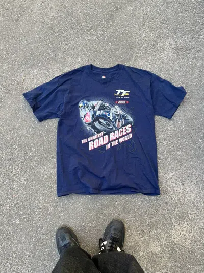 Pre-owned Moto X Racing Vintage Racing Moto T-shirt Oversized In Dark Blue