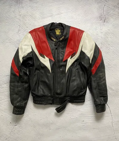 Pre-owned Moto X Racing Vintage Racing Motorcycle Leather Jacket In Multicolor