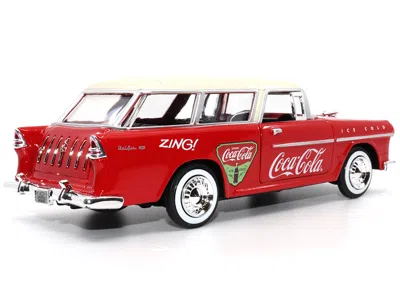 Motorcity Classics 1955 Chevrolet Bel Air Nomad Red With White Top "coca-cola" 1/24 Diecast Model Car By Motor City Cla