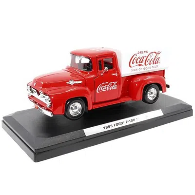 Motorcity Classics 1955 Ford F-100 Pickup Truck Red With White Canopy Drink Coca-cola 1-24 Diecast Model Car