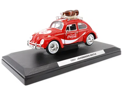 Motorcity Classics 1966 Volkswagen Beetle Red "enjoy Coca-cola" With Roof Rack And Accessories 1/24 Diecast Model Car B