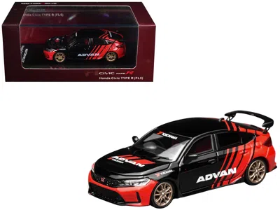 Motorhelix Honda Civic Type R (fl5) Rhd (right Hand Drive) "advan" Black And Red 1/64 Diecast Model Car By Moto