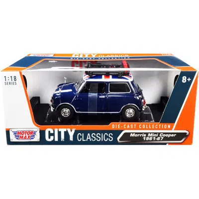 Motormax 1-18 Scale Right Hand Drive 1961-1967 Morris Mini Cooper Classics Diecast Model Car With British Fla