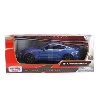 Motormax 1-24 Scale 2018 Ford Mustang Gt 5.0 Diecast Model Car - Blue With Black Wheels