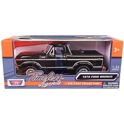 MOTORMAX 1-24 SCALE DIECAST 1978 FORD BRONCO CUSTOM TIMELESS LEGENDS SERIES MODEL CAR, BLACK