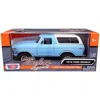 Motormax 1978 Ford Bronco Custom Light Blue And White "timeless Legends" Series 1/24 Diecast Model Car By Mot