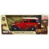 Motormax 1-24 Scale Diecast Model Car With Rusted Version For Toyota Fj40 Land Cruiser - Red With White Top