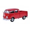 Motormax 1 By 24 Volkswagen T1 Double Cab Pickup Truck Wax Diecast Model Car - Red