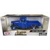Motormax 1937 Ford Pickup Truck Blue Metallic And Black "american Classics" 1/24 Diecast Model Car By Motorma