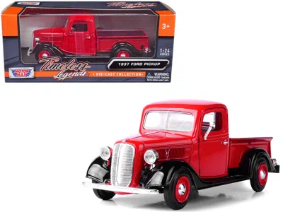 Motormax 1937 Ford Pickup Truck Red And Black 1/24 Diecast Model Car By