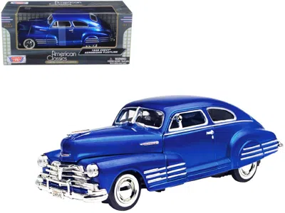 Motormax 1948 Chevrolet Aerosedan Fleetline Blue 1/24 Diecast Model Car By
