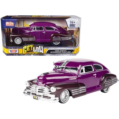 MOTORMAX 1948 CHEVROLET AEROSEDAN FLEETSIDE LOWRIDER PURPLE METALLIC & DARK PURPLE METALLIC TWO-TONE GET LOW 