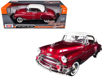 Motormax 1950 Chevrolet Bel Air Burdy With White Roof 1/18 Diecast Model Car By  In Red
